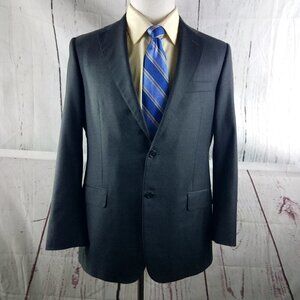 Hickey Freeman Traveler 41R Wool 2 Button Gray Stitched Lapel Suit Blazer